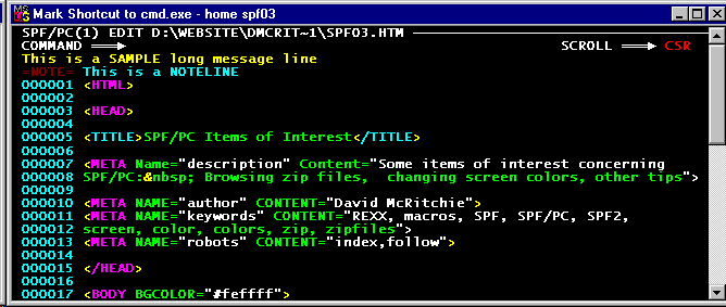SAMPLE SPF/PC 3270 SCREEN ...